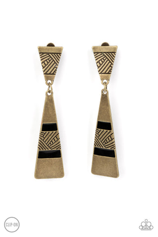 Safari Seeker - Brass Clip-on Earrings