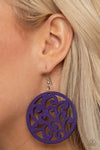 Fresh Off The Vine - Purple Wooden Earrings