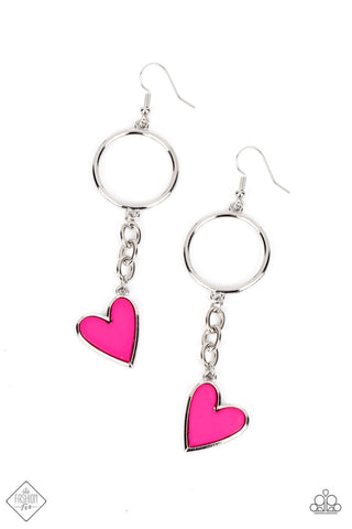 Don't Miss a HEARTBEAT Pink Earrings