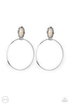 At Long LASSO - White Clip-on Earrings