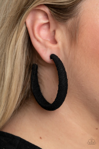 TWINE and Dine - Black Hoop Earrings