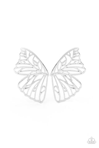 Butterfly Frills - Silver Earrings