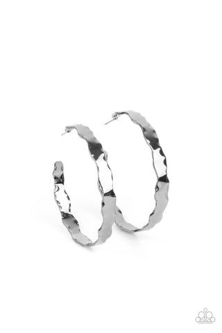 Exhilarated Edge - Black Hoop Earrings