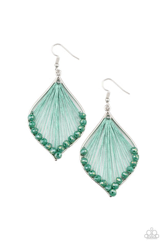 Pulling at My HARP-strings - Green Earrings