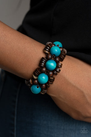 Tropical Temptations - Blue Wooden Bracelet