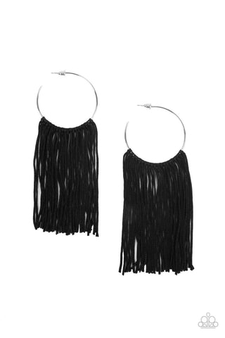 Flauntable Fringe - Black Earrings