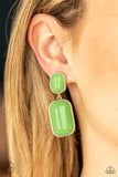 Meet Me At The Plaza - Green Clip-On Earrings