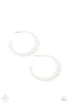 Glamour Graduate White Hoop Earrings