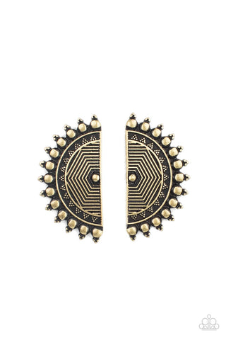 Fiercely Fanned Out - Brass Earrings