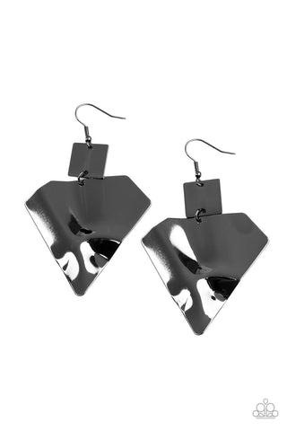 Deceivingly Deco - Black Earrings