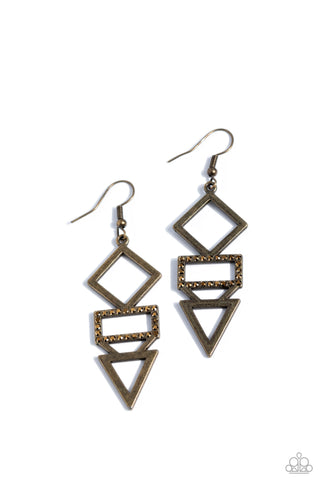 Glamorously Geometric - Brass Earrings