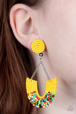 Make it RAINBOW - Yellow Seed Bead Earrings