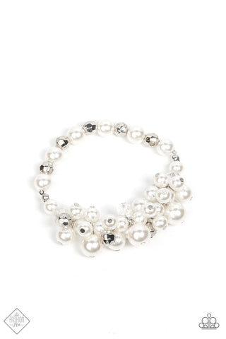 Elegantly Exaggerated - White Bracelet