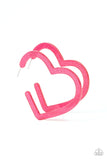 Heart-Throbbing Twinkle - Pink Hoop Earrings