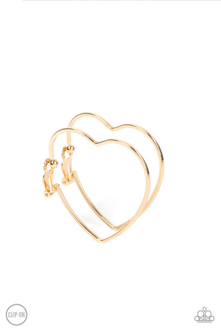 Harmonious Hearts - Gold ClipOn Earrings