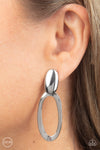 Pull OVAL! - Silver Clip-On Earrings