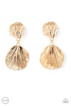 Metro Mermaid - Gold Clip-On Earrings