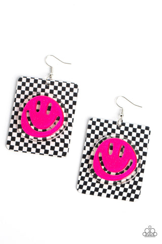 Cheeky Checkerboard - Pink Earrings