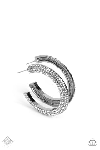 Dazzling Dynamo - Black Hoop Earrings