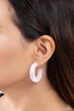 Glassy GAZE - White Earrings