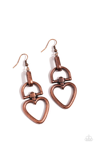 Padlock Your Heart - Copper Earrings