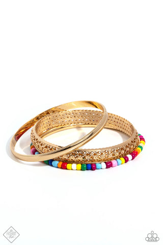 Multicolored Medley - Gold Bracelet