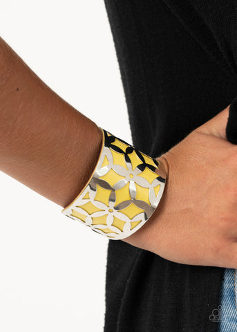 Garden Fiesta - Yellow Cuff Bracelet