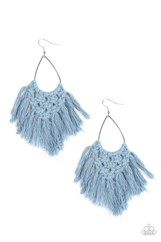 Oh My Faded - Blue Macrame Earrings