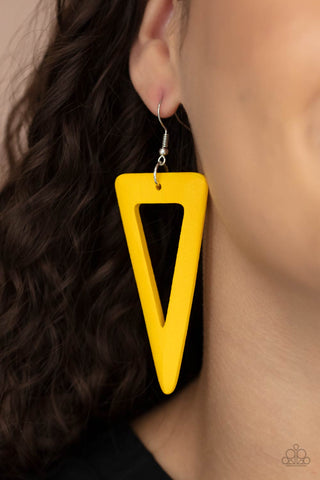 Bermuda Backpacker - Yellow Wooden Earrings