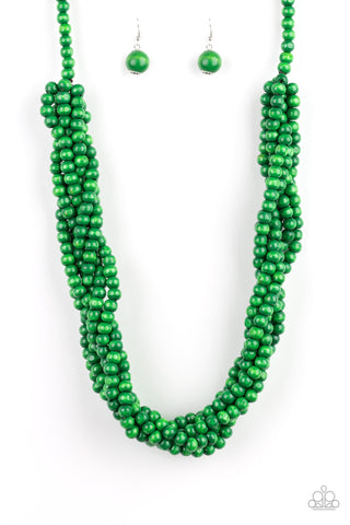 Tahiti Tropic Green Wooden Necklace